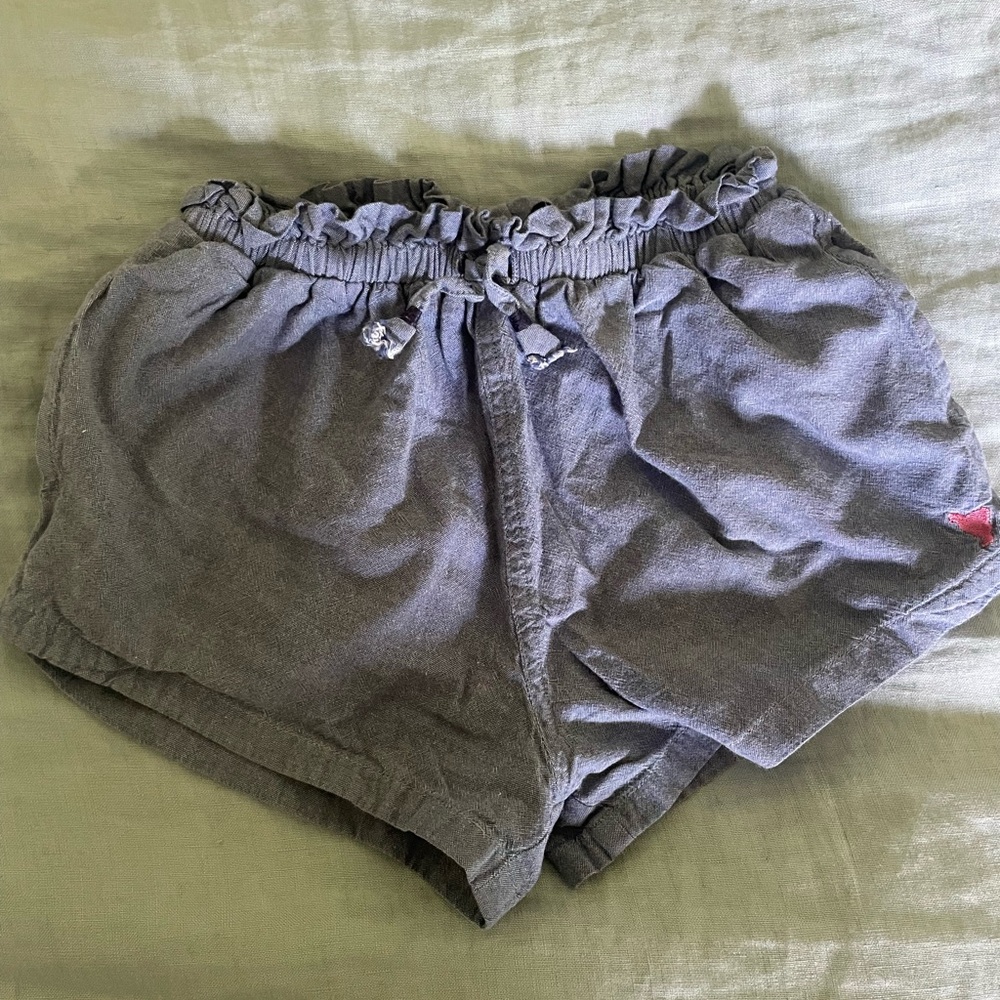 Pink Chicken Denim Ruffle Waist Shorts